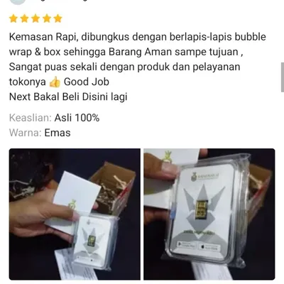 Testimoni Pelanggan Raja Emas Indonesia di Shopee