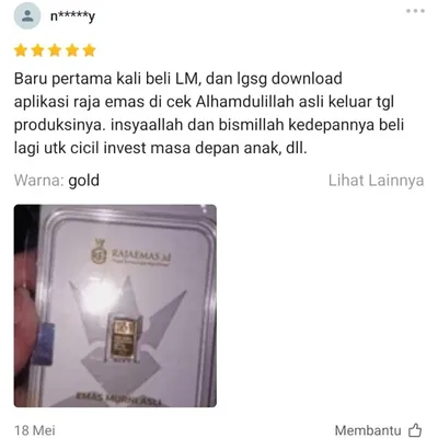 Testimoni Pelanggan Raja Emas Indonesia di Shopee